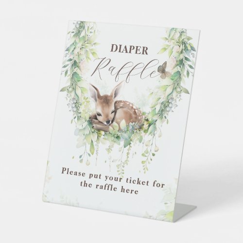 Woodland Animals Greenery Baby Boy Shower Diaper Pedestal Sign