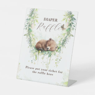 Woodland Animals Greenery Baby Boy Shower Diaper Pedestal Sign