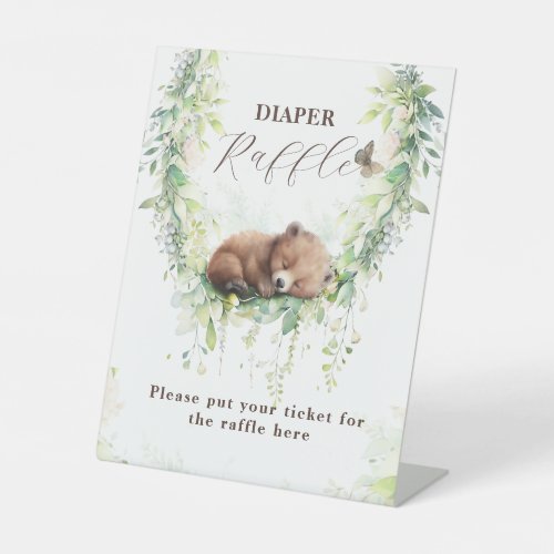Woodland Animals Greenery Baby Boy Shower Diaper Pedestal Sign