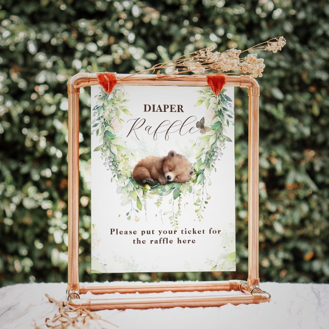 Woodland Animals Greenery Baby Boy Shower Diaper Poster (Creator Uploaded)