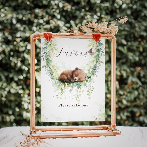 Woodland Animals Greenery Baby Boy Shower Favors Poster