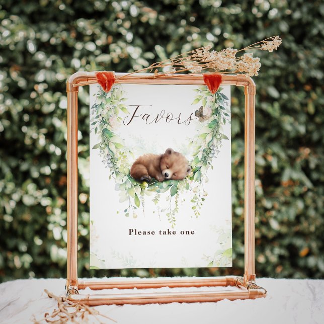 Woodland Animals Greenery Baby Boy Shower Favors Poster (Creator Uploaded)