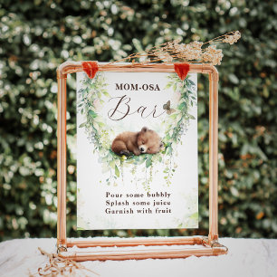 Woodland Animals Greenery Baby Boy Shower Mom-osa Poster