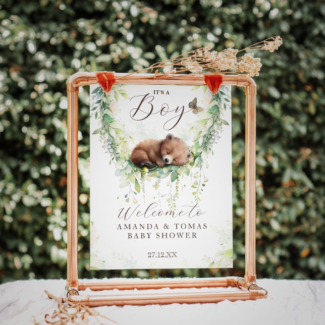 Woodland Animals Greenery Baby Boy Shower Welcome Poster (Creator Uploaded)