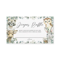 Woodland Animals Greenery Baby Diaper Raffle  Enclosure Card