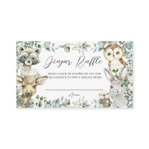 Woodland Animals Greenery Baby Diaper Raffle  Enclosure Card