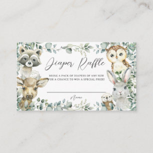 Woodland Animals Greenery Baby Diaper Raffle  Enclosure Card