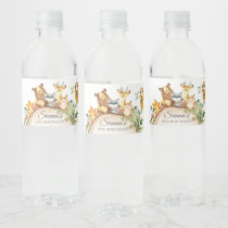 Woodland Animals Greenery Baby Shower 1st Birthday Water Bottle Label