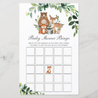 Woodland Animals Greenery Baby Shower Bingo Game