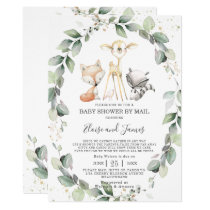 Woodland Animals Greenery Baby Shower by Mail Invitation Woodland Animals Greenery Baby Shower by Mail Invitation