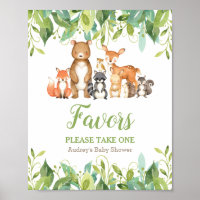 Woodland Animals Greenery Baby Shower Favors Sign