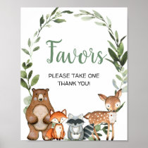 Woodland animals greenery baby shower favors sign