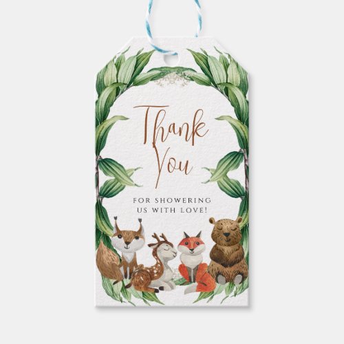 Woodland Animals Greenery baby shower Gift Tags