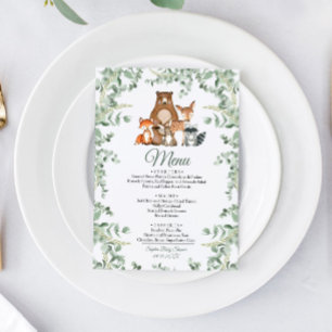 Woodland Animals Greenery Baby Shower Menu