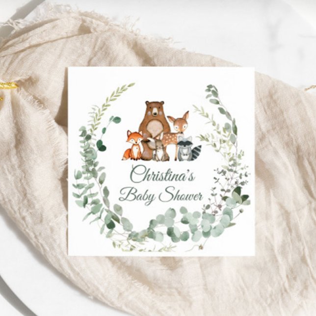 Woodland Animals Greenery Baby Shower Napkins (Creator Uploaded)