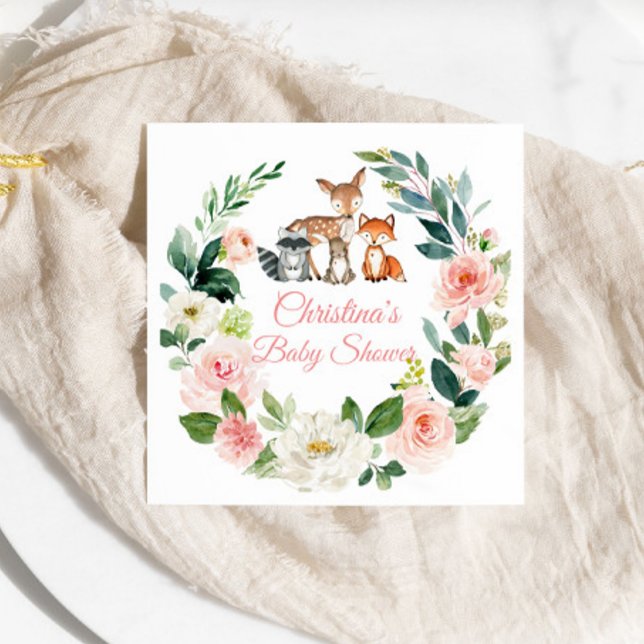Woodland Animals Greenery Baby Shower Napkins (Creator Uploaded)