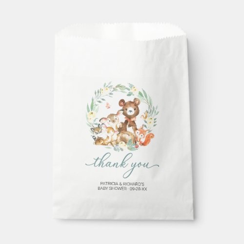 Woodland Animals Greenery Baby Shower Thank You Favor Bag