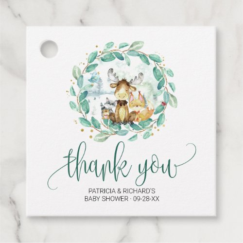 Woodland Animals Greenery Baby Shower Thank You Favor Tags