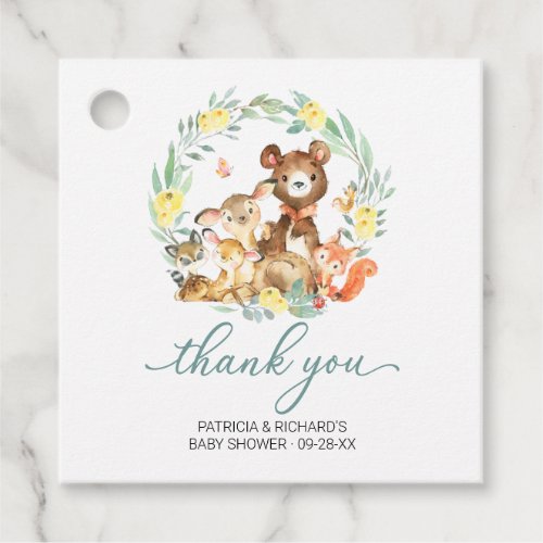 Woodland Animals Greenery Baby Shower Thank You Favor Tags