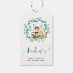 Woodland Animals Greenery Baby Shower Thank You Gift Tags