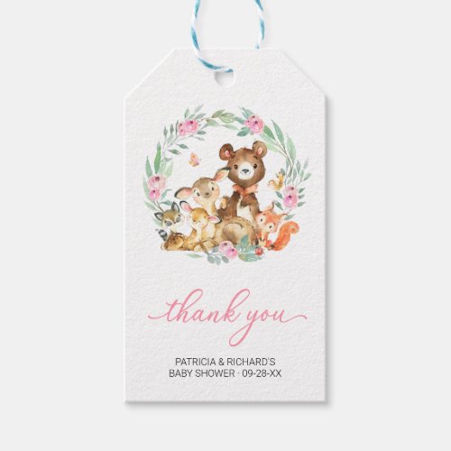 Woodland Animals Greenery Baby Shower Thank You Gift Tags