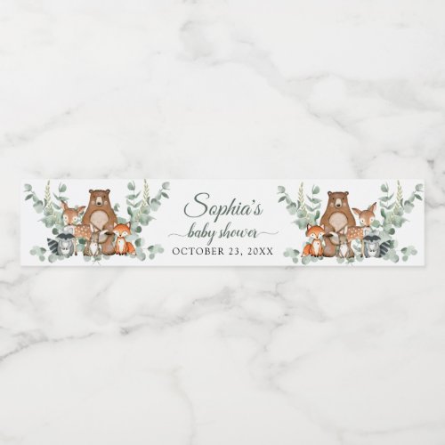 Woodland Animals Greenery Baby Shower Water Labels