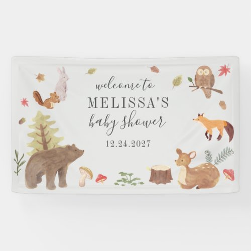 Woodland Animals Greenery Baby Shower Welcome Banner