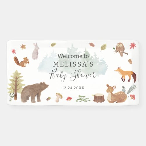 Woodland Animals Greenery Baby Shower Welcome Banner