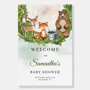 Woodland animals greenery baby shower welcome  foam board
