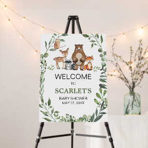 Woodland Animals Greenery Baby Shower Welcome Sign