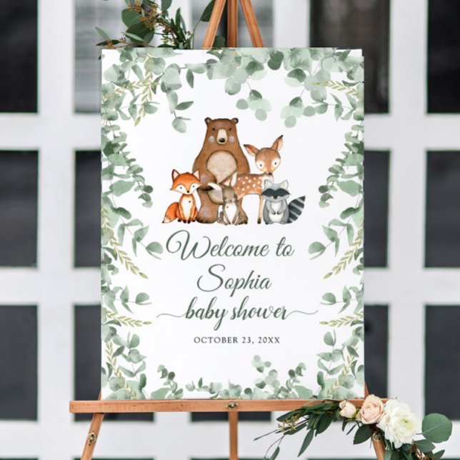 Woodland Animals Greenery Baby Shower Welcome Sign (Creator Uploaded)