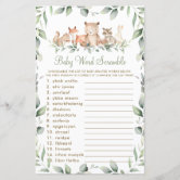 Inkdotpot Set di 50 Baby Shower Parola Scramble Gioco di Carte Neutre Rispetto al Genere Procione Floreale per Feste Fun Baby Shower Gioco Favori