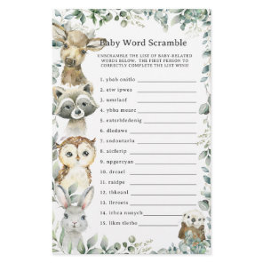 Woodland Animals Greenery Baby Word Scramble Game