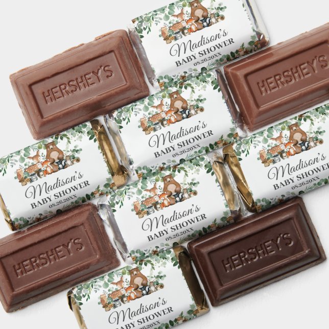 Woodland Animals Greenery Birthday Baby Shower  Hershey's Miniatures (Assorted)