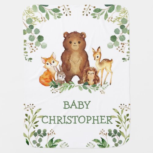 Woodland animals greenery boho birthday gifts baby blanket