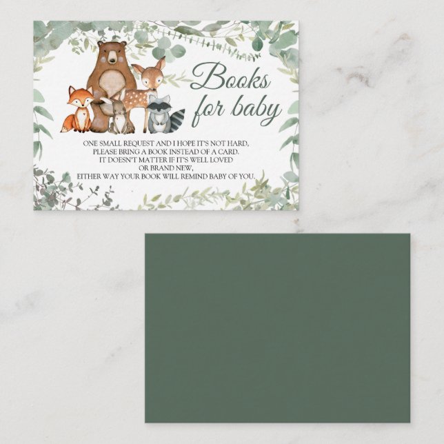 Woodland Animals Greenery Book for Baby Card (Front/Back)