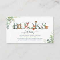 Woodland animals greenery Books for Baby Shower  E Enclosure Card