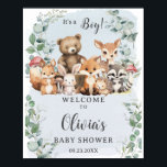 Woodland Animals Greenery Boy Baby Shower Welcome Poster<br><div class="desc">Personalize this cute woodland Baby Shower welcome sign easily and quickly. Simply click the Edit Using Design Tools button to further edit the text,  change fonts and font colors. Featuring adorable baby woodland animals. Matching items available in store. (c) Somerset Fine Paperie</div>