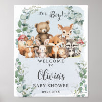 Woodland Animals Greenery Boy Baby Shower Welcome