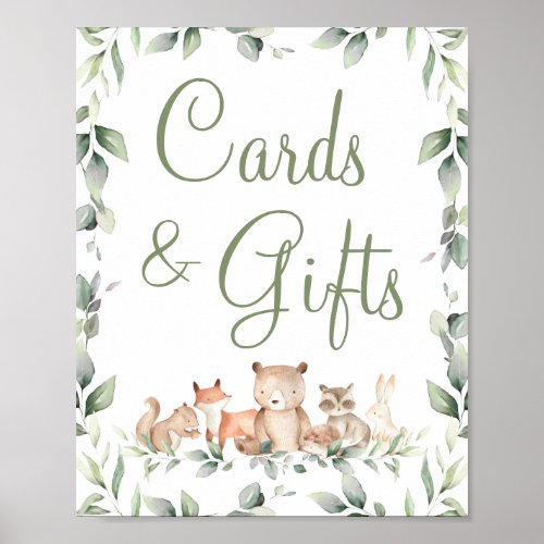 Woodland Animals Greenery Cards  Gifts Tabletop  Poster