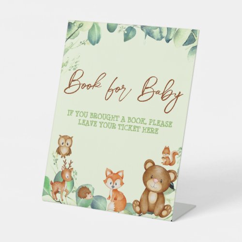 Woodland Animals Greenery Eucalyptus Book for Baby Pedestal Sign
