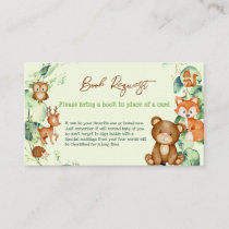 Woodland Animals Greenery Eucalyptus Book Request Business Card