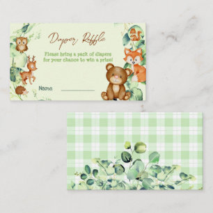 Woodland Animals Greenery Eucalyptus Diaper Raffle Enclosure Card