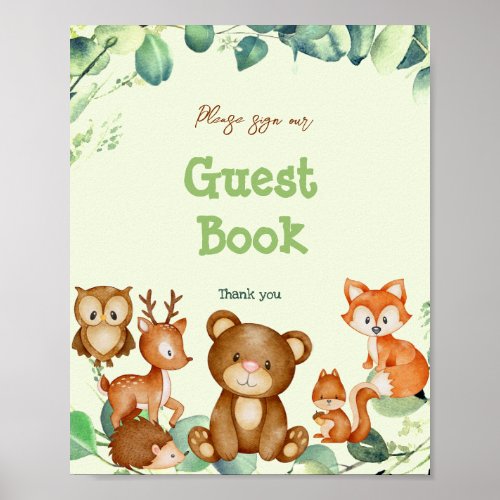 Woodland Animals Greenery Eucalyptus Guest Book