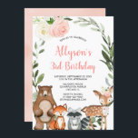 Woodland animals greenery floral girls birthday invitation<br><div class="desc">For more advanced customization of this design,  simply select the "Customize It" button above!</div>