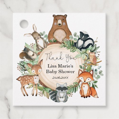 Woodland Animals Greenery Forest Baby Shower Party Favor Tags