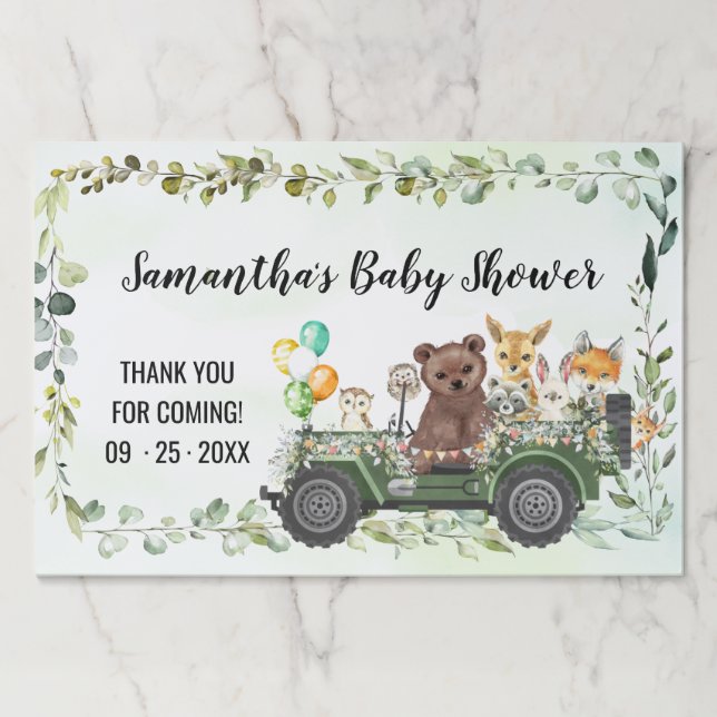 Woodland Animals Greenery Forest Paper Placemat (Front)