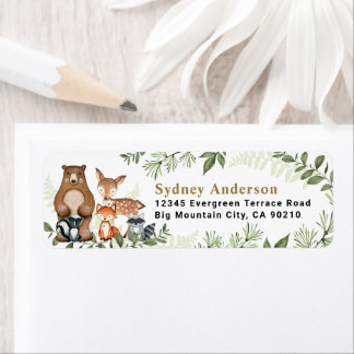 Woodland Animals Greenery Forest Return Address Label
