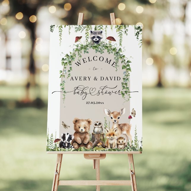 Woodland Animals Greenery Mushroom Baby Shower Foam Board (Creator Uploaded)