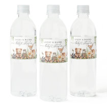 Woodland Animals Greenery Mushroom Baby Shower Water Bottle Label
